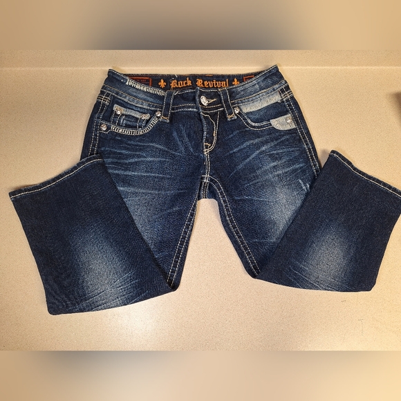 Rock Revival Women's Blue Capri Jeans - Picture 1 of 9